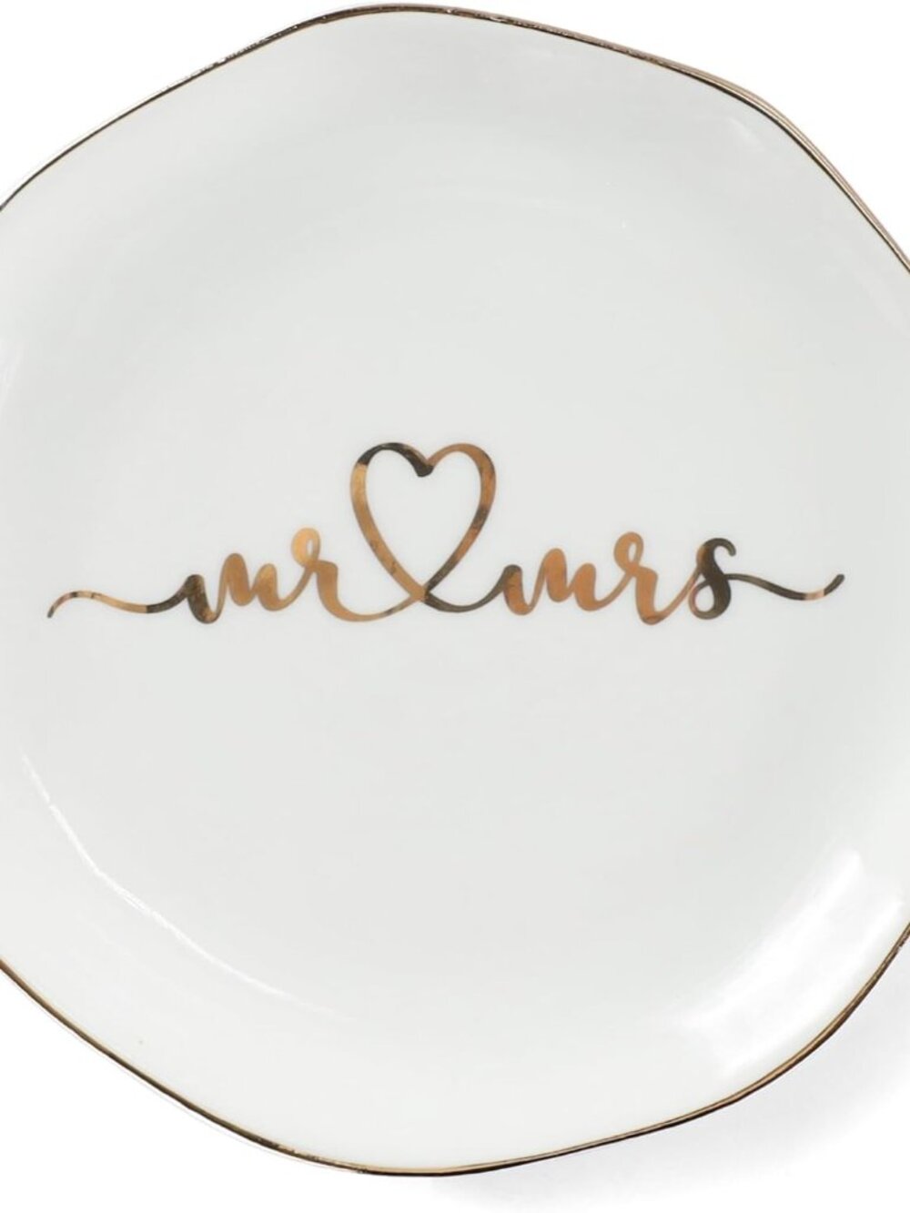 Mr.& Mrs Wedding Ring Dish-Jewelry Dish Tray-Ceramic White